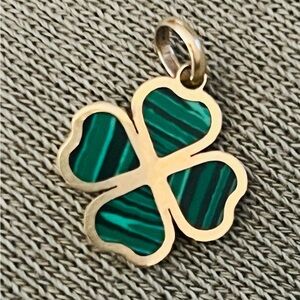 Authentic 14k gold and Malachite clover! REDUCED FOR QUICK SALE!
